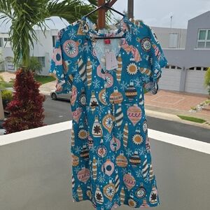 Blue Patterned Women's Dress